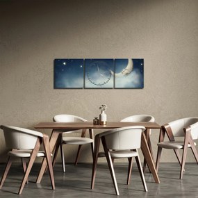 Obraz - Księżyc z gwiazdami (z zegarem) (90x30 cm)