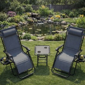 Zestaw 2 leżaków ogrodowych ze stolikiem Malibu TDC2503, kolor szary