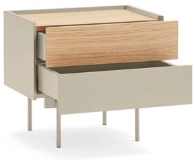 Beżowo-naturalna szafka nocna w dekorze dębu Otto – Teulat