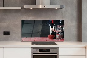 Szklany Panel Serce, Kieliszek Wina i Lampki