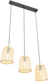 Orientalna lampa wisząca czarna z bambusowym 3-światłowym - Rayan