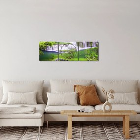 Obraz - Wodospady Huay Mae Khamin, Kanchanaburi, Tajlandia (z zegarem) (90x30 cm)