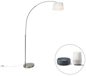 Luk Inteligentna lampa łukowa stalowa z białym abażurem z tkaniny w tym Wi-Fi A60 - Arc Basic Nowoczesny Oswietlenie wewnetrzne