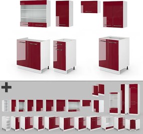 Aneks kuchenny bordowy wysoki połysk/biały 240x60x81.6 fame-line