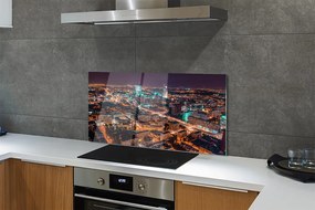 Szkło do Kuchni na Ścianę Nocna Panorama Stolicy