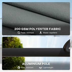 Outsunny Aluminiowy parasol ogrodowy Ø244cm z korbą, stojakiem, wodoodporny, obrotowy 360°, ciemnoszary | Aosom PL