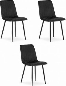 Krzesło Valora JEWA, czarny aksamit, ergonomiczny design do salonu x3