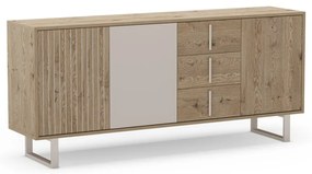 Szara niska komoda w dekorze dębu 180x80 cm Millay – Marckeric