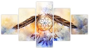Obraz - Łapacz snów z piórami (125x70 cm)