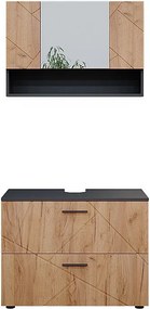 Zestaw mebli łazienkowych złoty dąb power/antracyt 80x41x58.6 irma