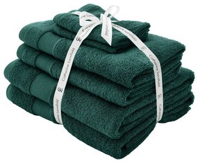 Ciemnozielone bawełniane ręczniki frotte zestaw 6 szt. Anti-Bacterial – Catherine Lansfield