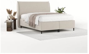 Beżowe tapicerowane łóżko dwuosobowe ze schowkiem 140x200 cm Draco – Maison de Rêve