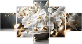Obraz - Orchidea i złote kule (125x70 cm)