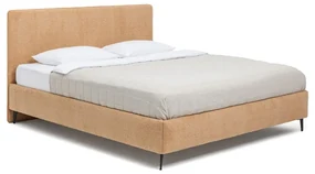 Musztardowe tapicerowane łóżko dwuosobowe ze stelażem 160x200 cm Noira Slim – Bonami Selection