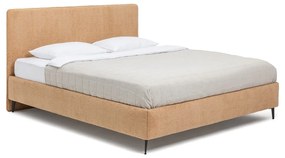 Musztardowe tapicerowane łóżko dwuosobowe ze stelażem 160x200 cm Noira Slim – Bonami Selection