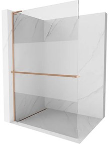 Mexen Kioto+ L ścianka prysznicowa z półką Walk-in 110 x 200 cm, transparent/szron, miedź szczotkowana - 800-110-123-65-35