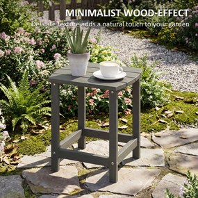 Outsunny Stolik ogrodowy, wodoodporny stolik balkonowy z HDPE, stolik jadalniany na zewnątrz, stolik campingowy do ogrodu, na taras, na balkon, 48 x 37 x 46 cm, szary | Aosom PL