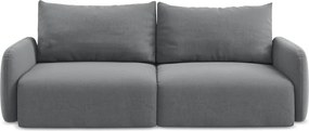 Szara aksamitna rozkładana/ze schowkiem sofa 238 cm Kalena – Makamii