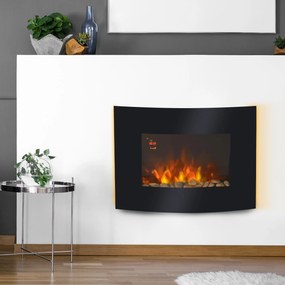 Homcom Kominek Elektryczny Led Ścienny 900/1800 W Czarny