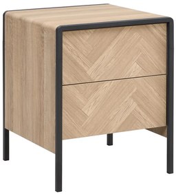 Zestaw 2 szafek nocnych - 2 szuflady - MDF i metal - Naturalny i czarny - TUMACO