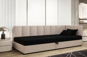 Nowoczesny tapczan z pionowym pikowaniem czarny + ecru W1-F61