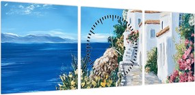 Obraz - Uliczka nad morzem (z zegarem) (90x30 cm)