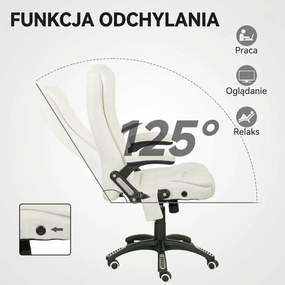 Vinsetto Ergonomiczny Fotel Biurkowy z Funkcją Masażu, 68 x 72 x 110–120 cm, Kremowy