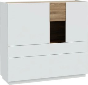 Wysoka komoda z półką Lewisville 331, Secret Grey/dąb Valencia