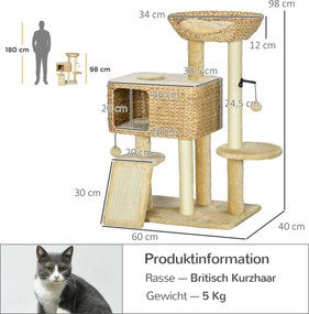 PawHut Drzewko dla kota z piłeczką do zabawy