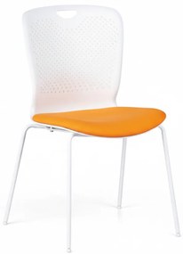 Krzesło konferencyjne plastikowe OPEN, biały/pomarańczowy