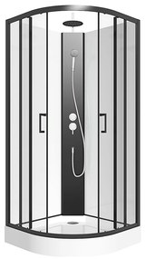Kabina prysznicowa ćwierćkolista - Regulowana wysokość - szer. 80 x gł. 80 x wys. 213/232 cm - Czarny i biały - ROVATA