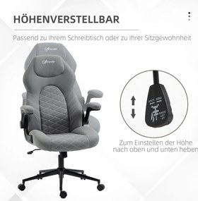 Vinsetto Krzesło Biurowe do Biurka Regulacja Wysokości Podłokietnik 3D 3 Poziomy Siateczka Szare | Aosom PL