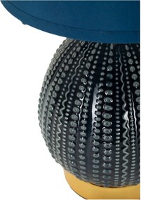 Niebieska lampa stołowa ceramiczna z tekstylnym kloszem (wysokość 30,5 cm) Flavi – Mauro Ferretti