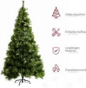 HOMCOM Sztuczna choinka 2,1 m drzewko świąteczne, 505 gałązek PET, zielona | Aosom PL
