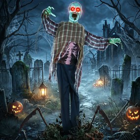 HOMCOM Animowany zombie na Halloween w naturalnej wielkości, 170 cm, z aktywacją dźwiękiem i dotykiem, straszna dekoracja | Aosom PL