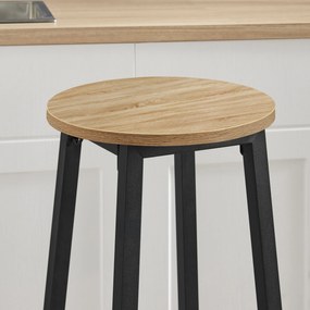 Taboret barowy, hoker - dąb sonoma / nogi czarne