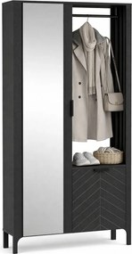Czarna nowoczesna garderoba z lustem A1-A11