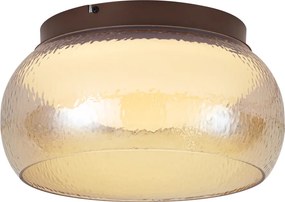 Lampa sufitowa Art Deco brązowa z bursztynowym szkłem z LED ściemnialna 3-stopniowo - Thimble
