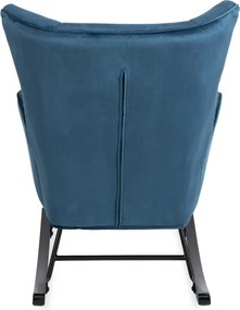 Fotel Bujany na Biegunach Uszak Wypoczynkowy JACKSON Granatowy Welurowy do Salonu Nowoczesny