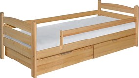 Masseno łóżko dziecięce MARIS 90x200 cm z szufladą i barierką zabezpieczającą, łóżko pojedyncze dla dziewczynek i chłopców Sosna