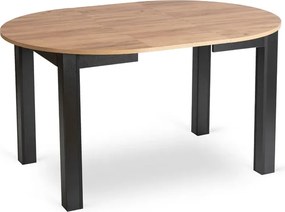 Zestaw Stół Okrągły Rozkładany HARRY 102-142 cm Dąb Craft/Czarny i 6 Krzeseł PERU Czarnych