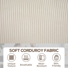 HOMCOM 3-osobowa Sofa z Pokryciem z Kordu, Sofa do Salonu ze Sprężynami, do 400 kg, 227 x 84 x 87 cm, Kremowa