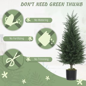 HOMCOM 2-częściowy zestaw sztucznych cyprysów, 362 plastikowe liście, doniczka, odporny na UV, zielony | Aosom PL