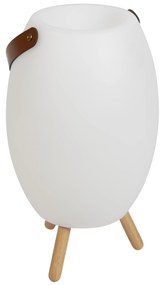 Zewnetrzna Lampa podłogowa biała 40,5 cm z LED i głośnikiem, ściemnialna RGBW IP44 z pilotem - Apolo Nowoczesny Oswietlenie zewnetrzne
