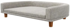 PawHut Sofa dla Dużych Psów do 30 kg, z Wyściełaną Poduszką, Nogami z Drewna Sosnowego, 98 x 67 x 25 cm, Szara
