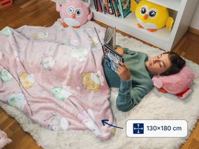 WARM HUG KOC I PODUSZKA DLA DZIECI SOWA PSOTNA  różowy