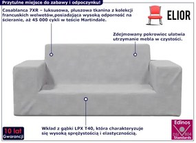 Jasnoszara sofa dla dzieci z pluszowym pokrowcem - Hallker 3X