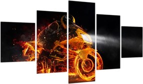 Obraz - Motocyklista z płomieniami (125x70 cm)
