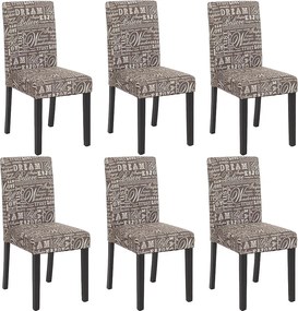 Krzesło do jadalni Littau (zestaw 6 sztuk),  tkanina z napisem, szary, ciemne nogi