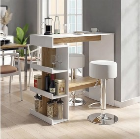 Zestaw stołu barowego biały/złoty dąb 108x50x103 dana